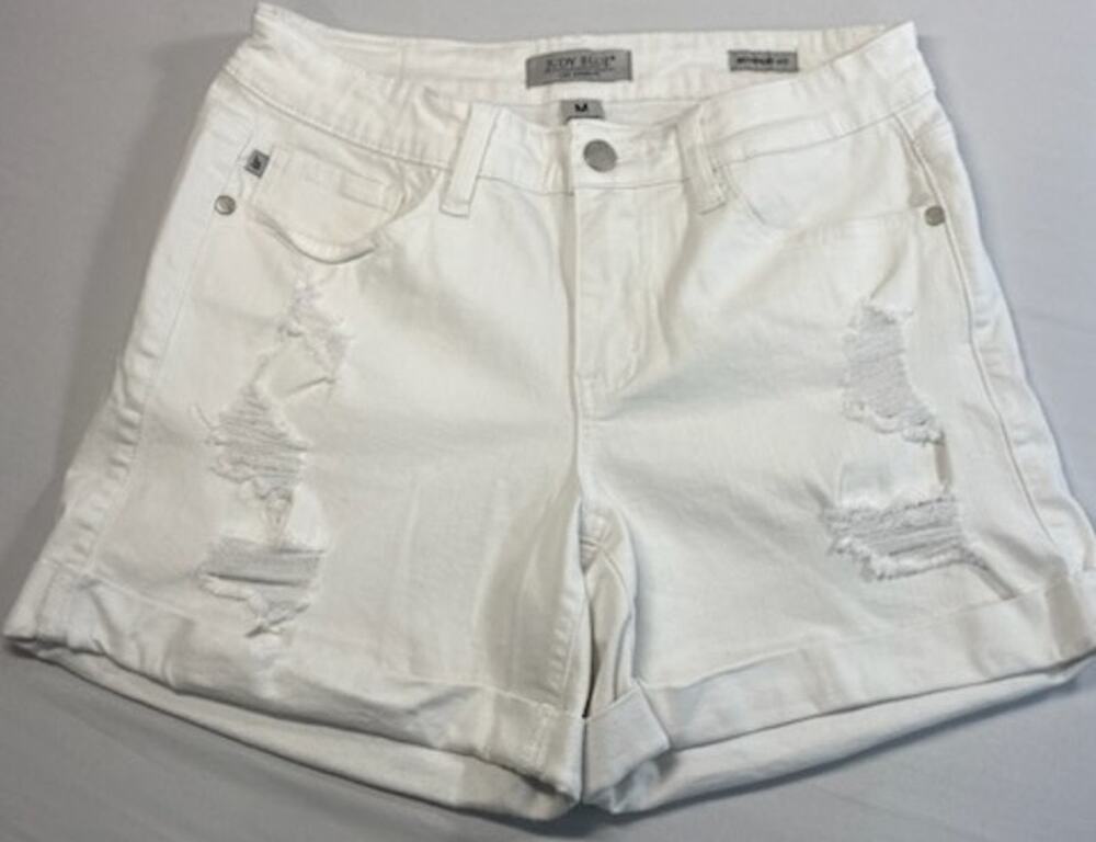 Judy Blue White Distressed Boyfriend Denim Shorts – Size Medium